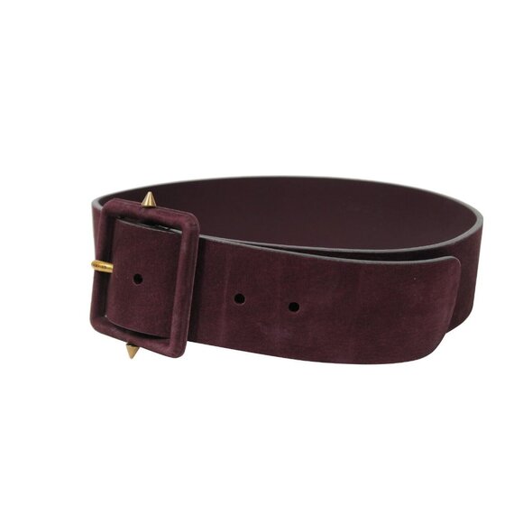 Gucci Womens Wide Belt Size 75 | 30 Purple Leather Gold Hardware Stud Buckle - Picture 11 of 15